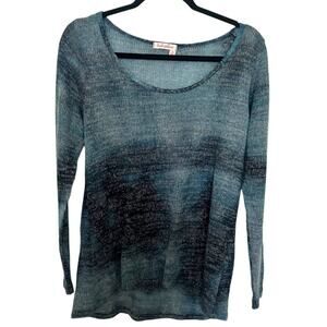 Fresh Produce Womens Lightweight Open Knit Long Sleeve Top Blue Size XL